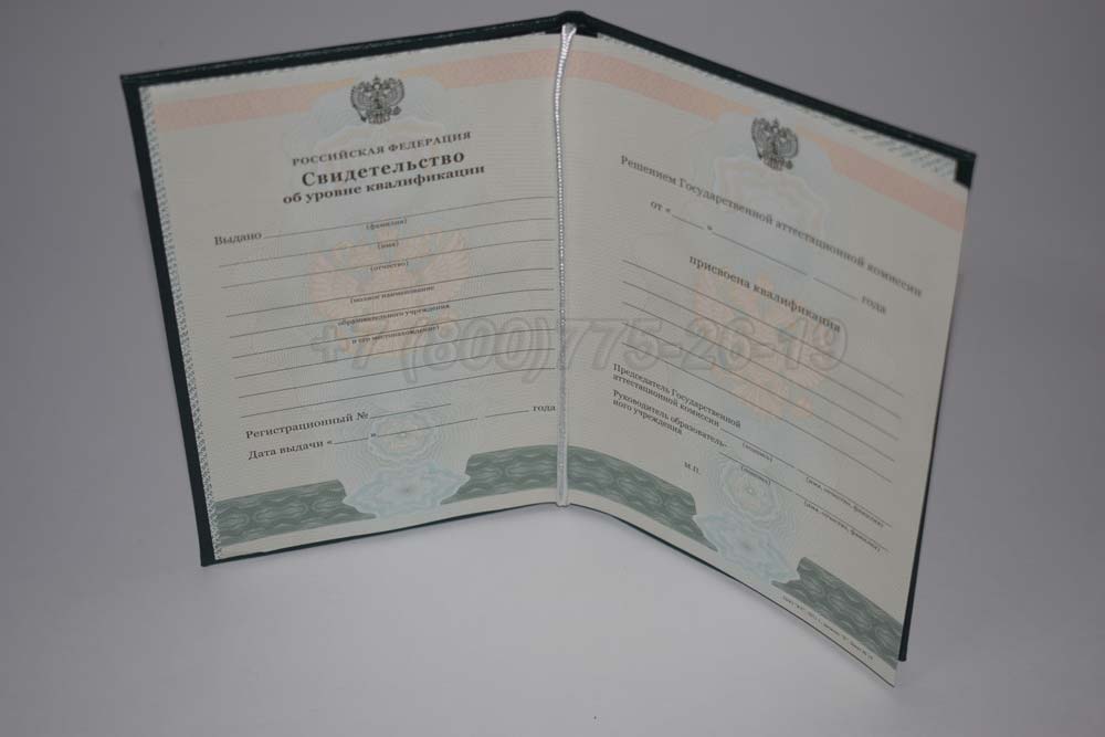 Свидетельство об уровне квалификации Гознак 1994-2025 год выпуска г.Владивосток