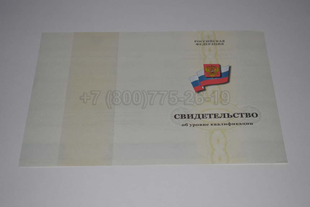 Бланк свидетельства об уровне квалификации Гознак 1994-2025 год выпуска г.Владивосток
