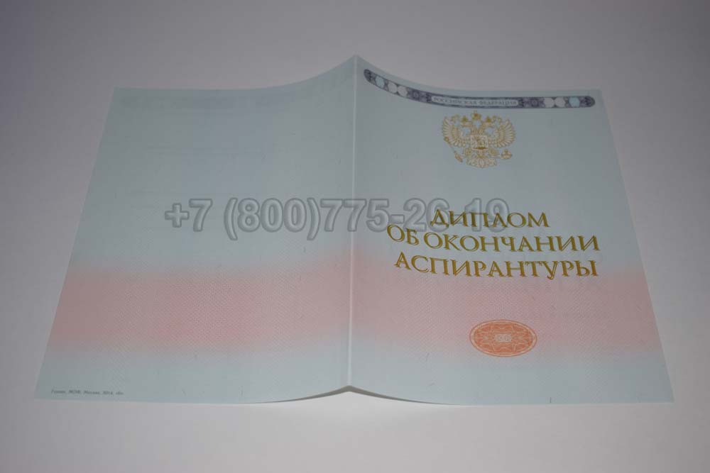 Бланк диплома аспирантуры Гознак 2014-2025 год выпуска г.Владивосток