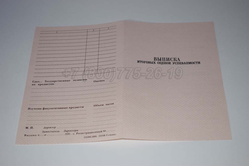Выписка к диплому ПТУ Гознак 1994-2006 год выпуска г.Владивосток