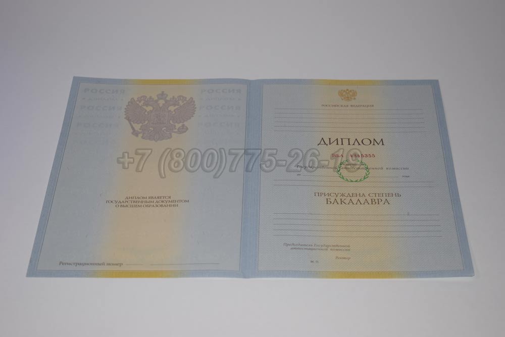 Бланк диплома бакалавра Гознак 2009-2010 год выпуска г.Владивосток