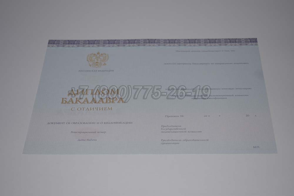 Бланк красного диплома бакалавра Гознак 2013-2025 год выпуска г.Владивосток