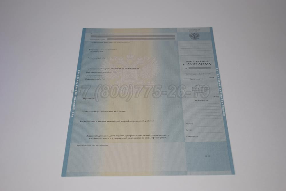 Приложение к диплому бакалавра Гознак 2011-2013 год выпуска г.Владивосток