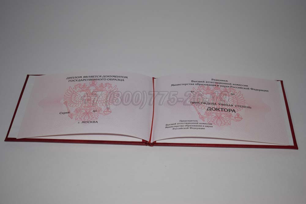 Диплом доктора наук Гознак 2013-2025 год выпуска г.Владивосток