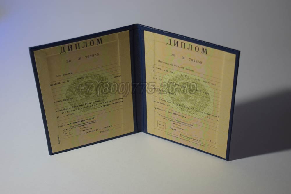 Диплом вуза Казахской ССР Гознак 1975-1991 год выпуска г.Владивосток
