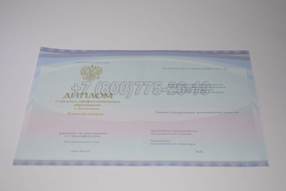 Бланк красного диплома техникума Гознак 2014-2025 год выпуска г.Владивосток