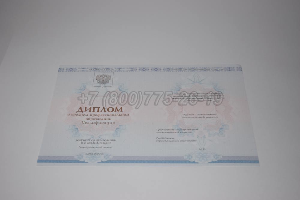 Бланк диплома техникума Гознак 2014-2025 год выпуска г.Владивосток